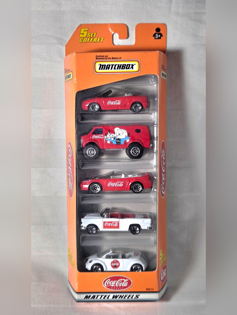 Coca Cola 1999 MATCHBOX Mattel Wheels 5 Car Gift Pack MIB